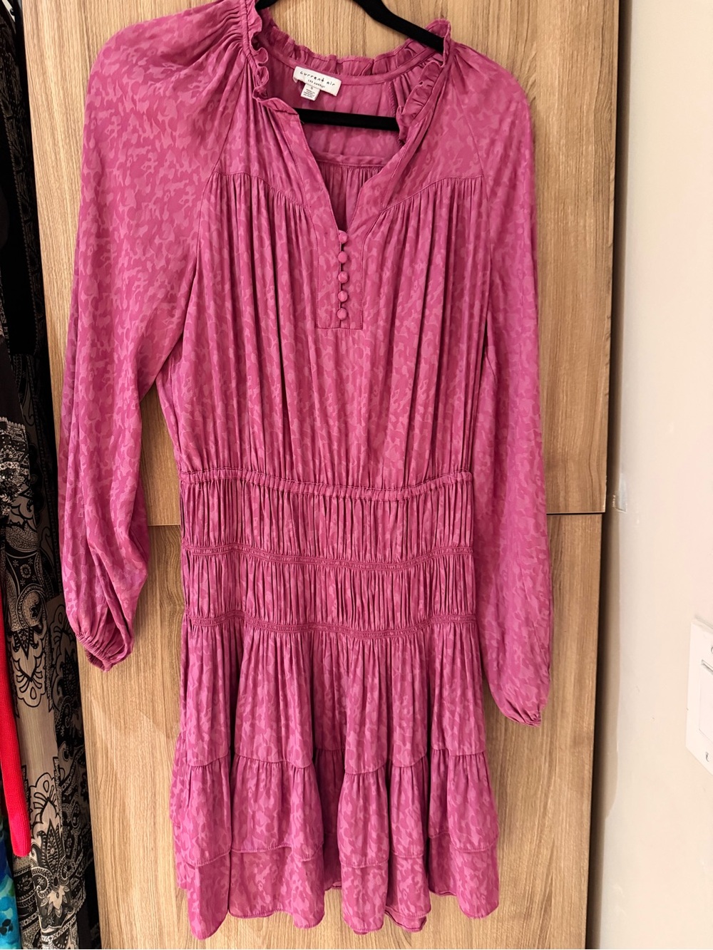 Pink Tiered Long-Sleeve Dress